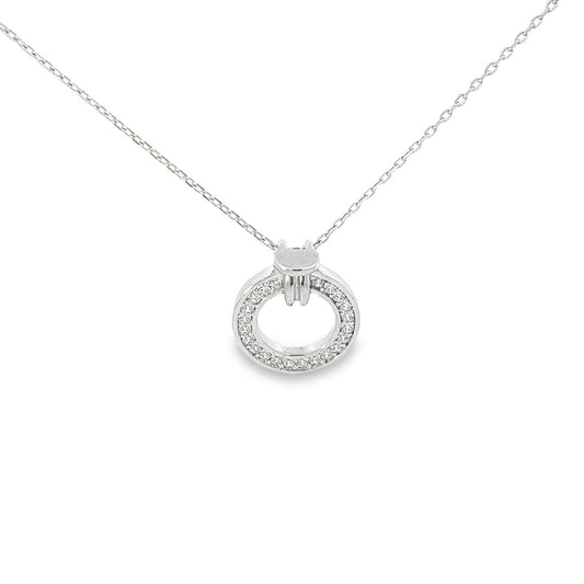 925 sterling silver Cubic zirconia ring Necklace 1mm - FJewellery