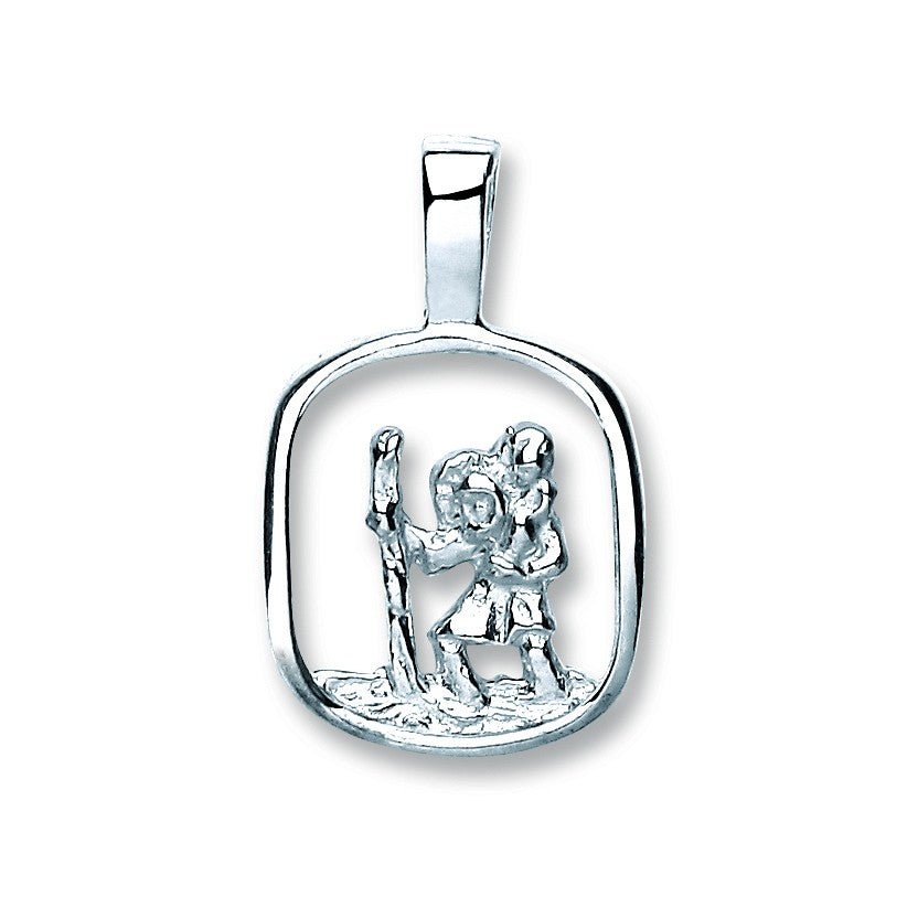 925 Sterling Silver Cut Out St Christopher Pendant - FJewellery