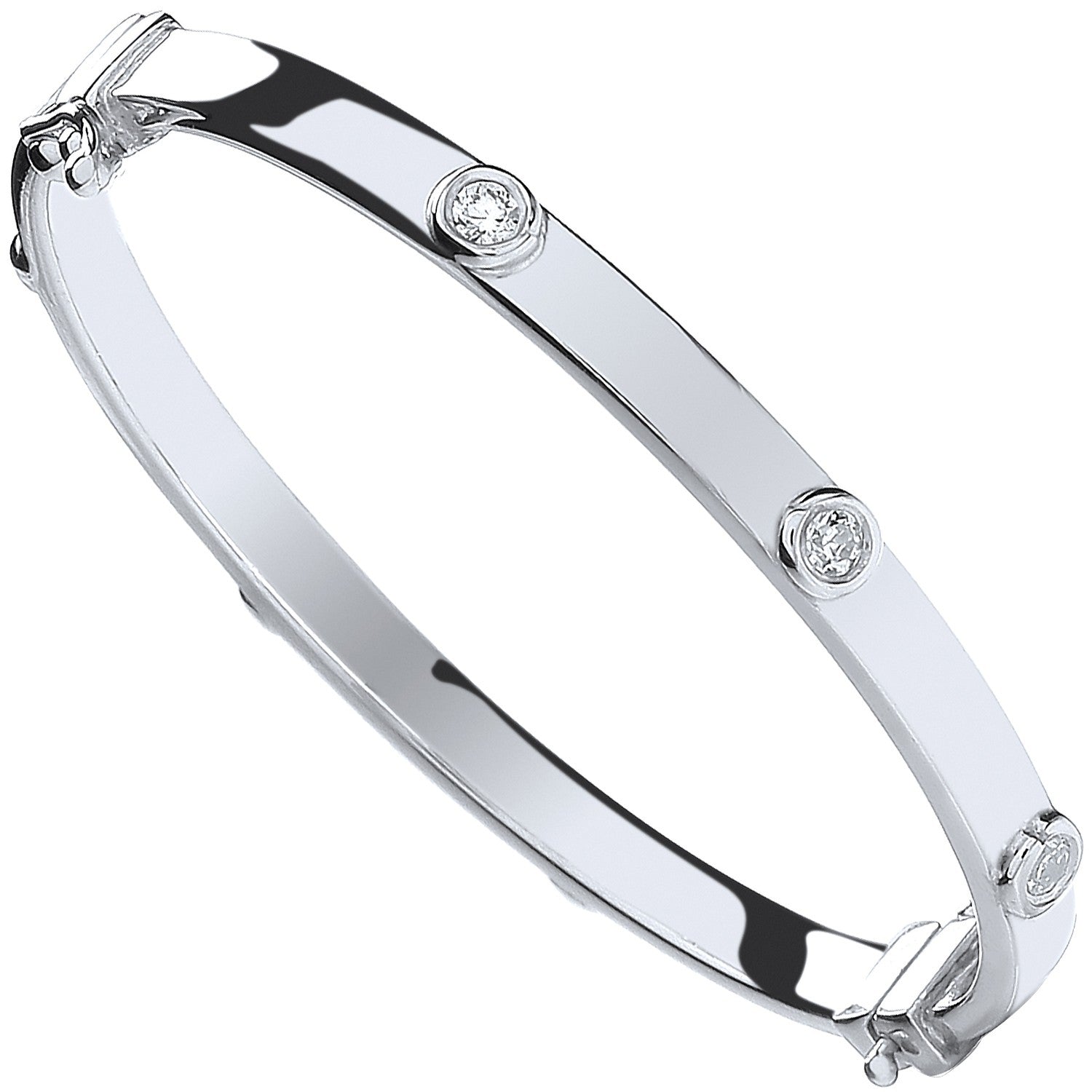 925 Sterling Silver CZ Baby Bangle - FJewellery