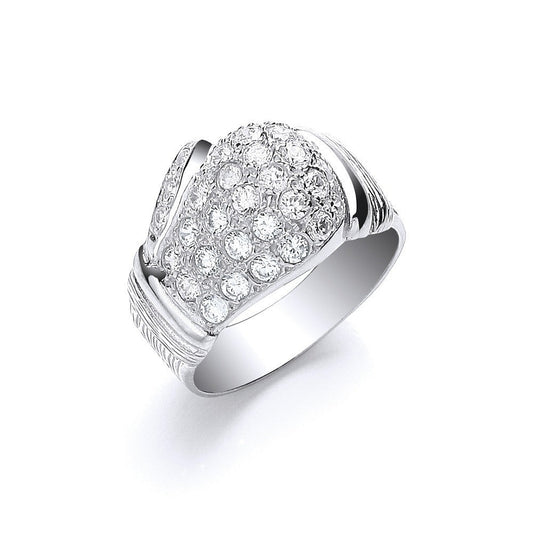 925 Sterling Silver Cz Boxing Glove Gents Ring - FJewellery