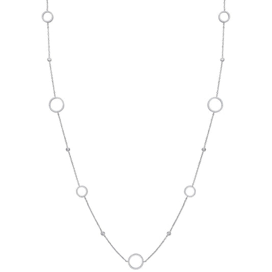 925 Sterling Silver Cz Circle of Life 36" (91cm) Necklace - FJewellery