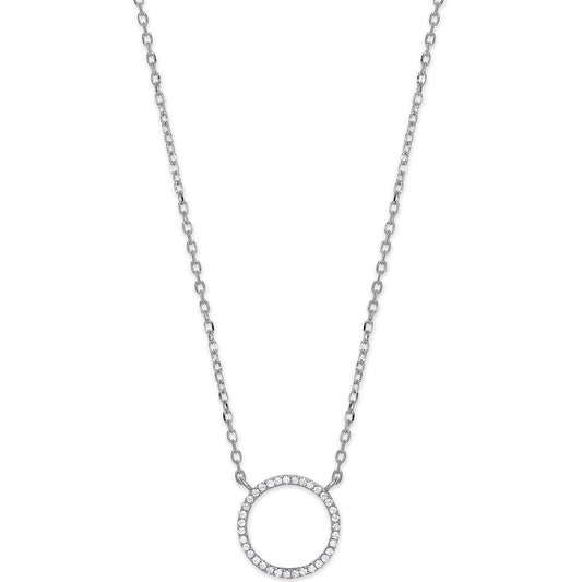 925 Sterling Silver Cz Circle of Life Pendant 16" Necklace with extension - FJewellery