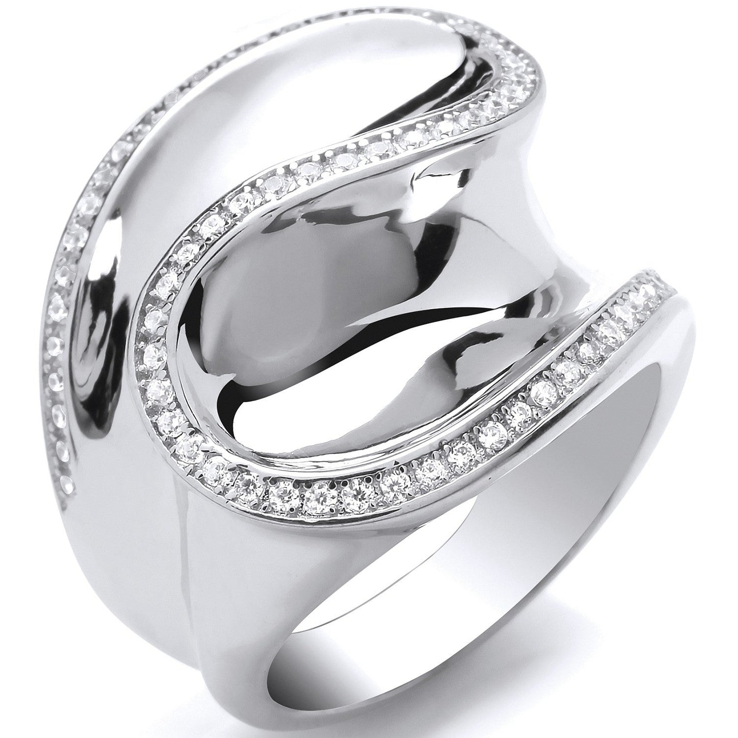 925 Sterling Silver CZ Frill Ring - FJewellery