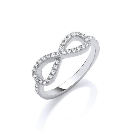 925 Sterling Silver Cz Infinity Symbol Ring - FJewellery