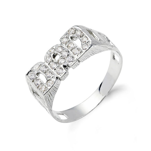 925 Sterling Silver Cz Set Dad Ring - FJewellery