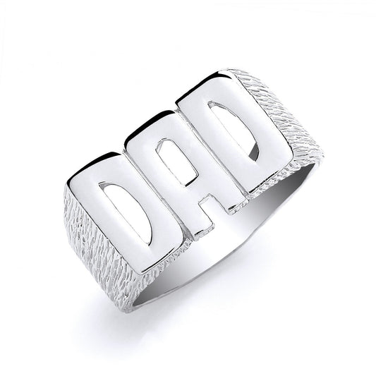 925 Sterling Silver DAD Barked Side Ring - FJewellery