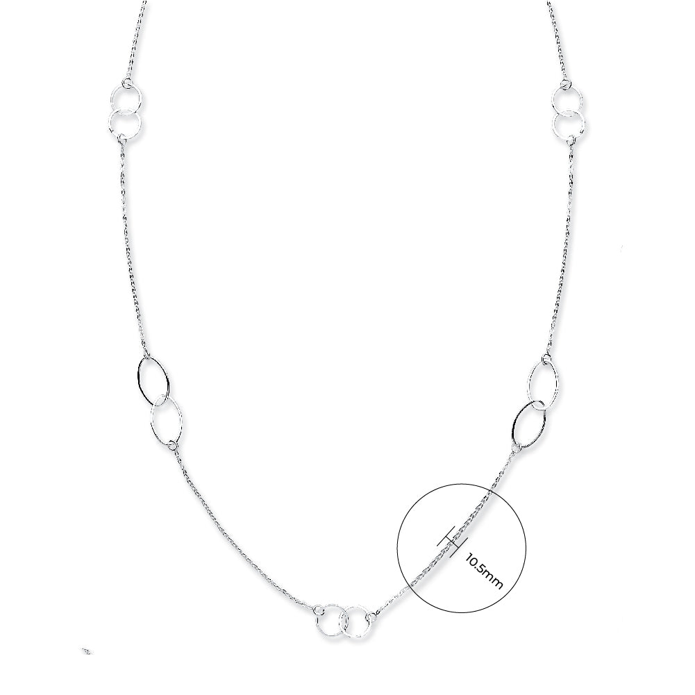 925 Sterling Silver Double Loop Fancy Necklace - FJewellery