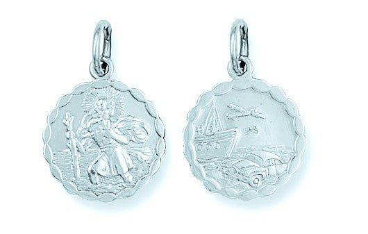 925 Sterling Silver Double Sided Fancy St Christopher Pendant - FJewellery