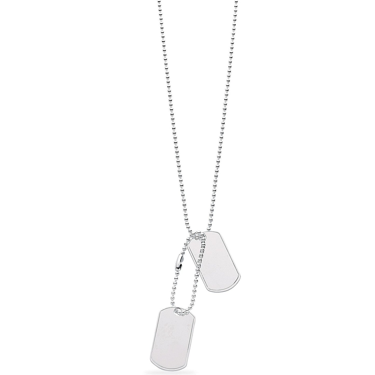 925 Sterling Silver Double Tag Ball Necklace - FJewellery