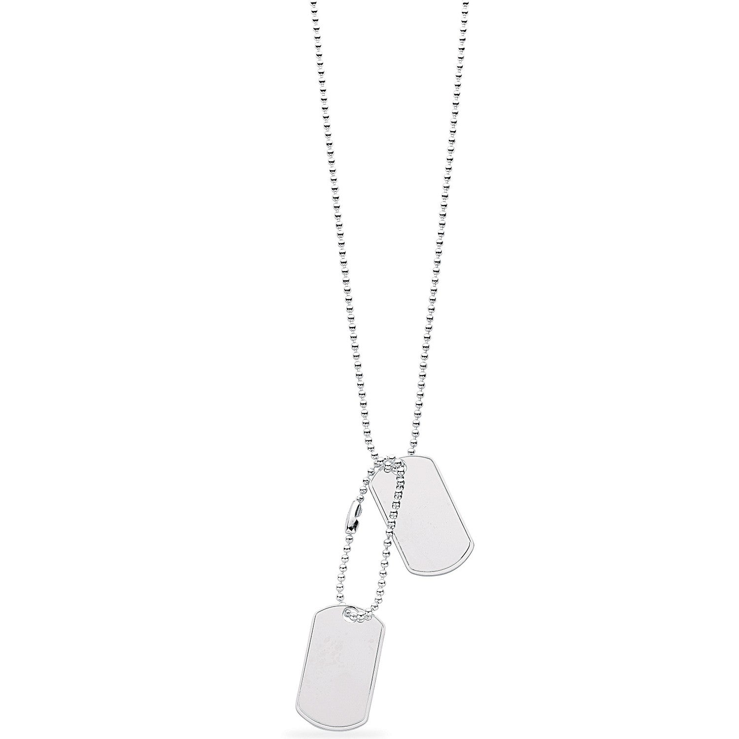 925 Sterling Silver Double Tag Ball Necklace - FJewellery