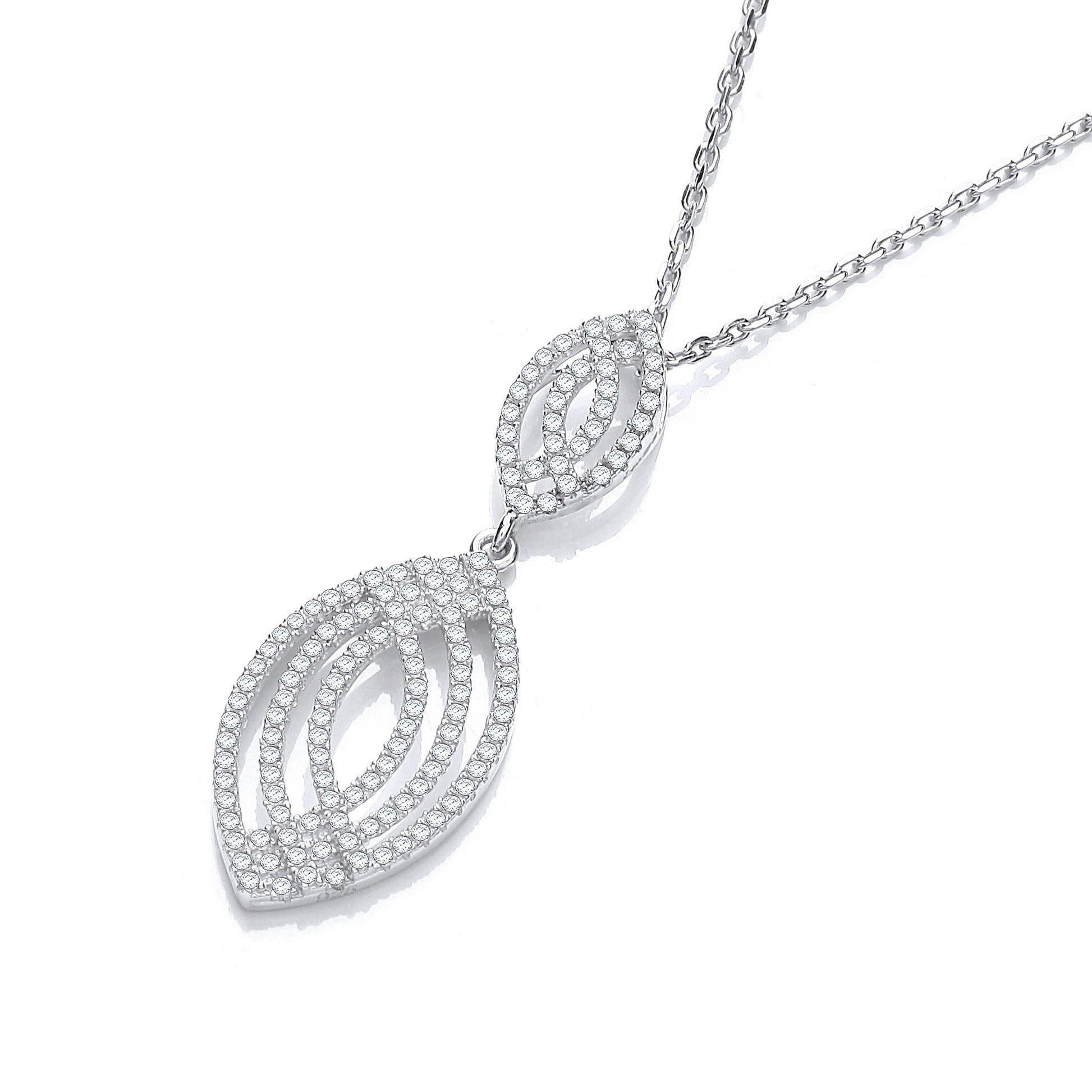 925 Sterling Silver Drop Pendant Belchar Chain Necklace - FJewellery