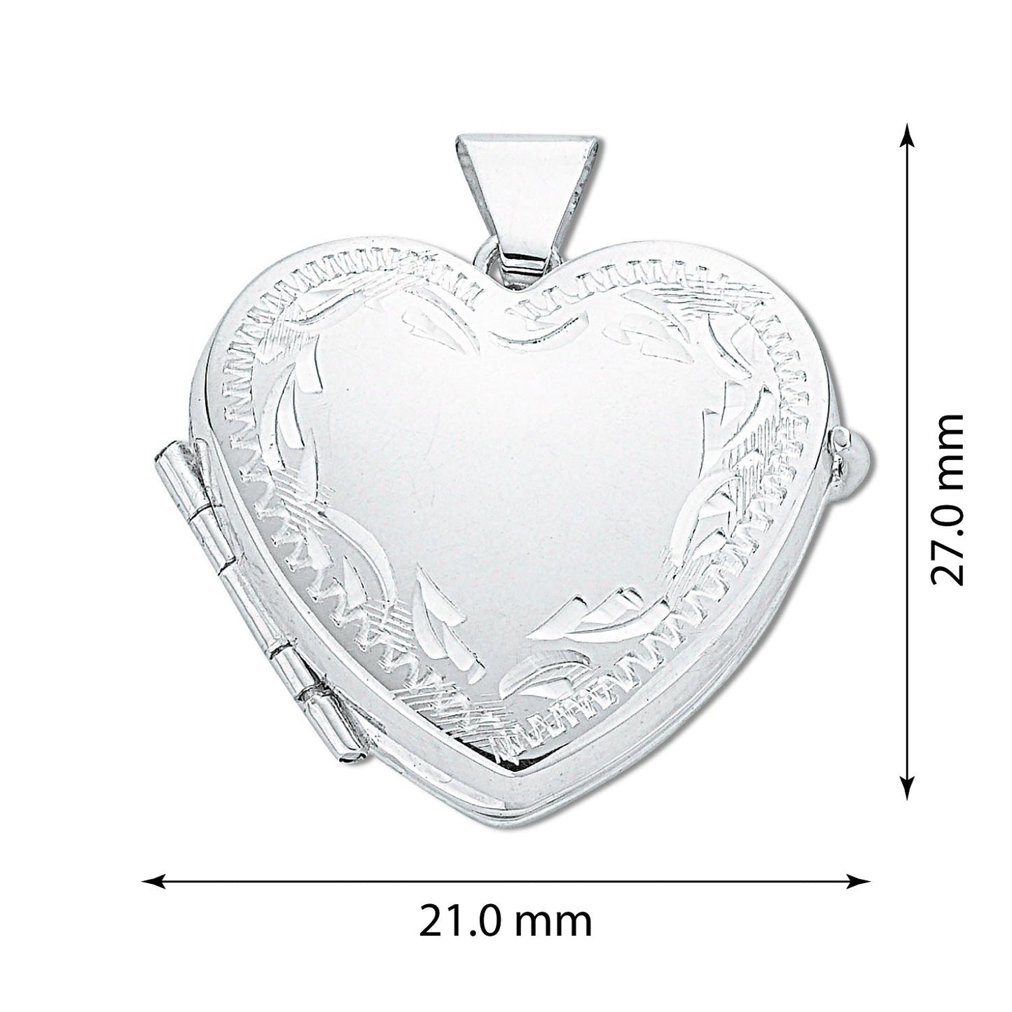 925 Sterling Silver Edge Engraved Heart Shaped Family Locket - FJewellery