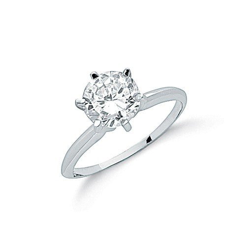 925 Sterling Silver Elegant Claw Set Cz Solitaire Ring - FJewellery