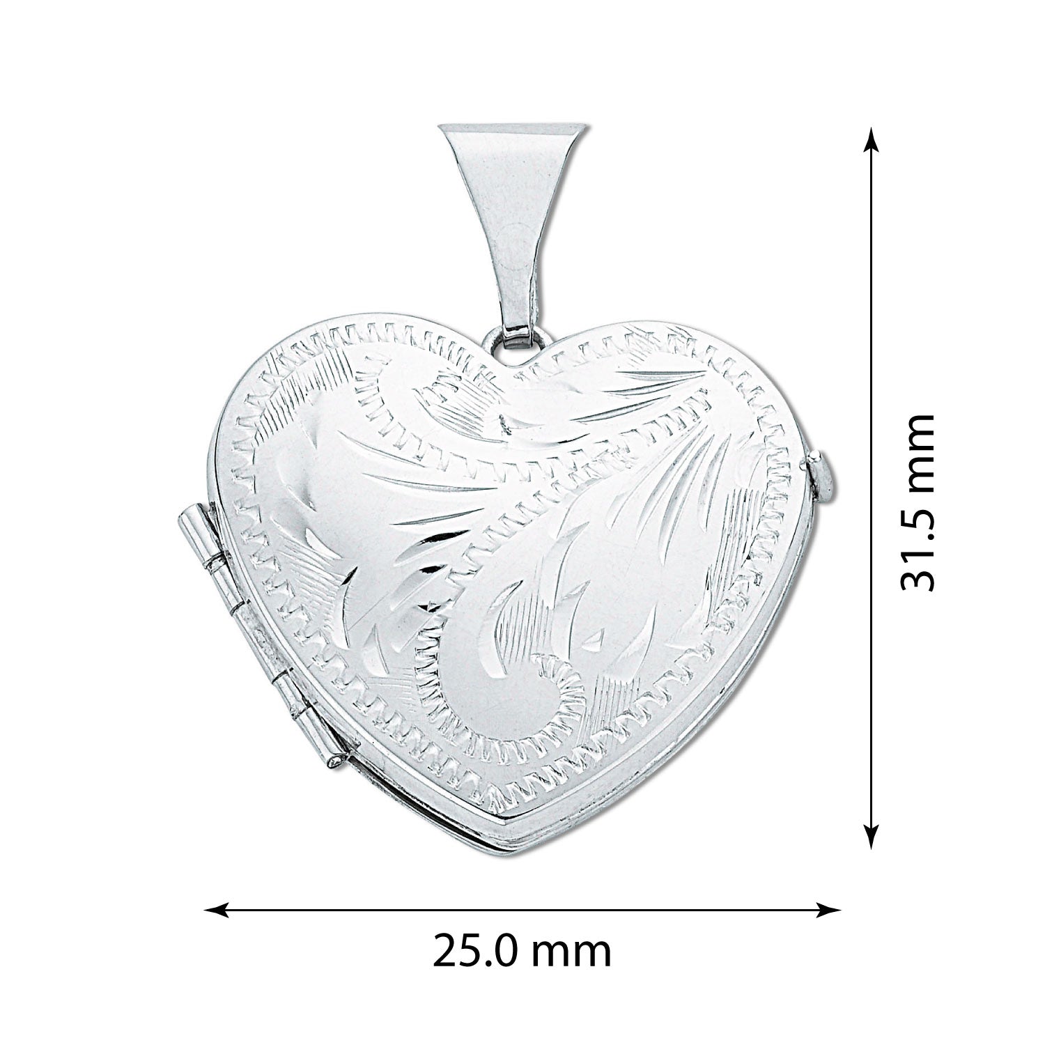 925 Sterling Silver Engraved Heart Shaped Locket - FJewellery