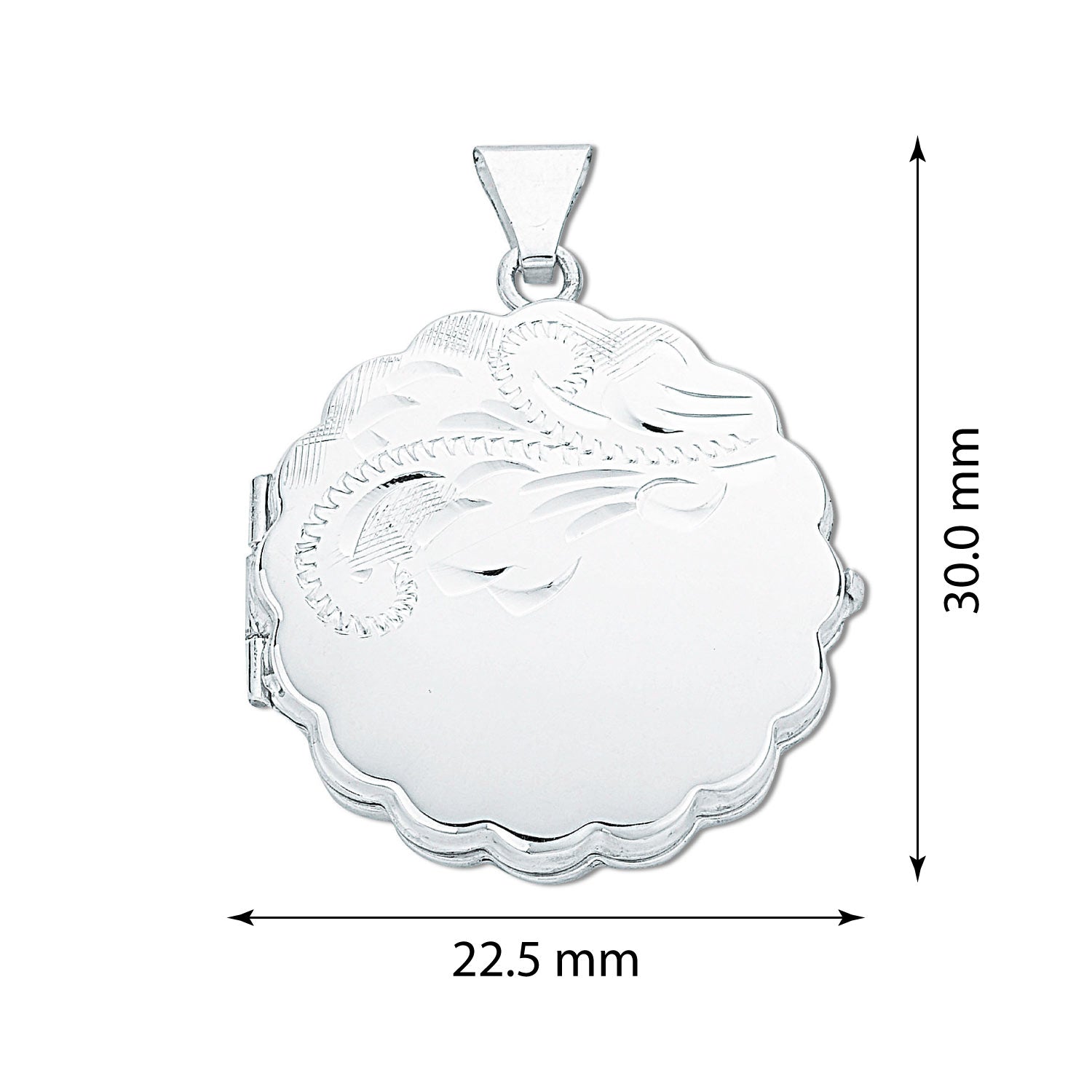 925 Sterling Silver Engraved Round Locket - FJewellery