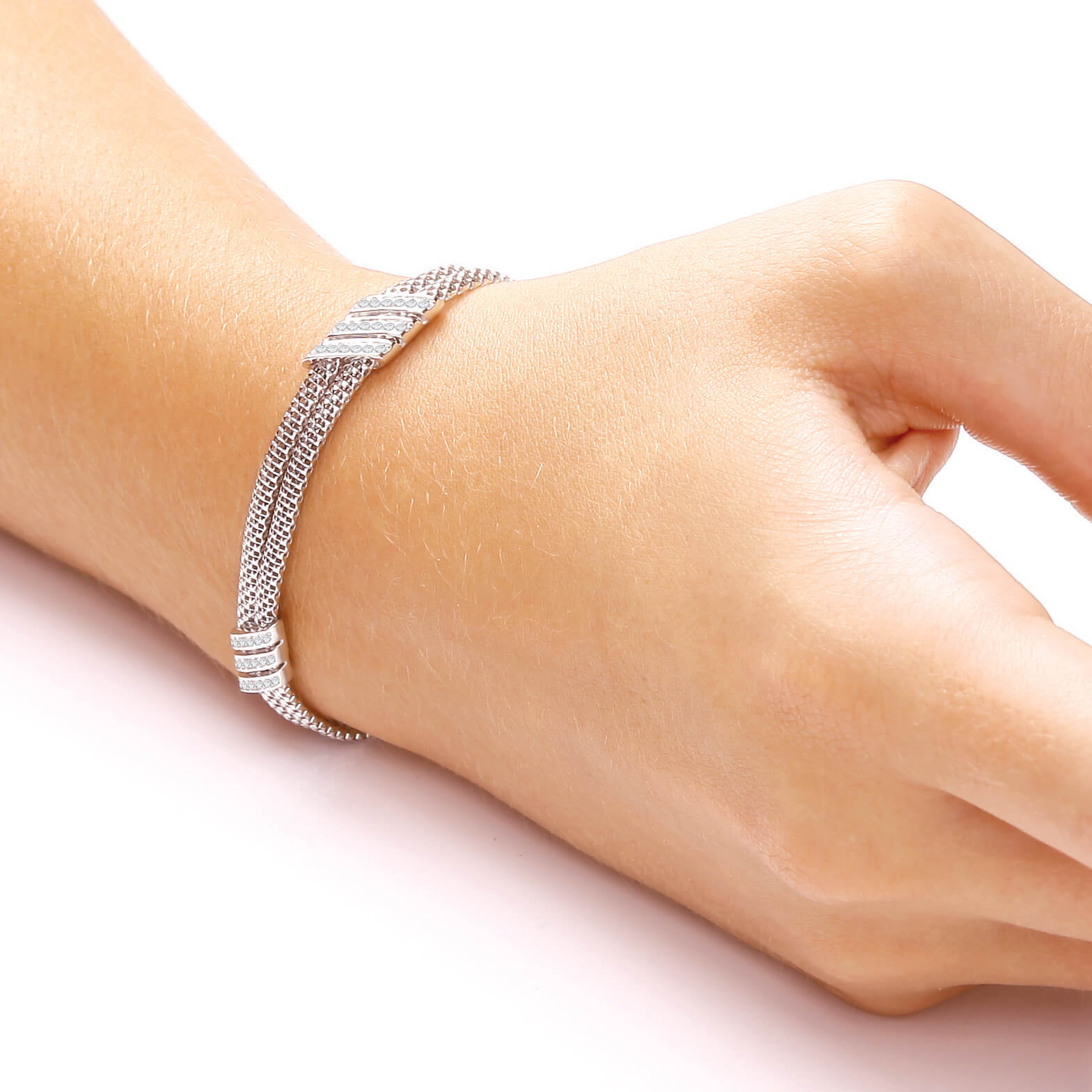 925 Sterling Silver Exquisite Mesh Bracelet - 7.5" - FJewellery
