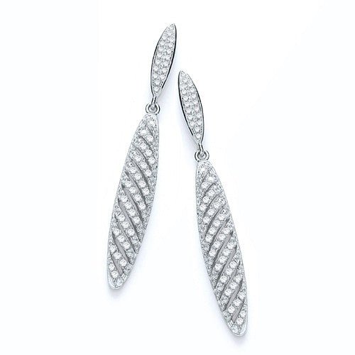 925 Sterling Silver Fancy Drop Earrings Set With CZs - FJewellery