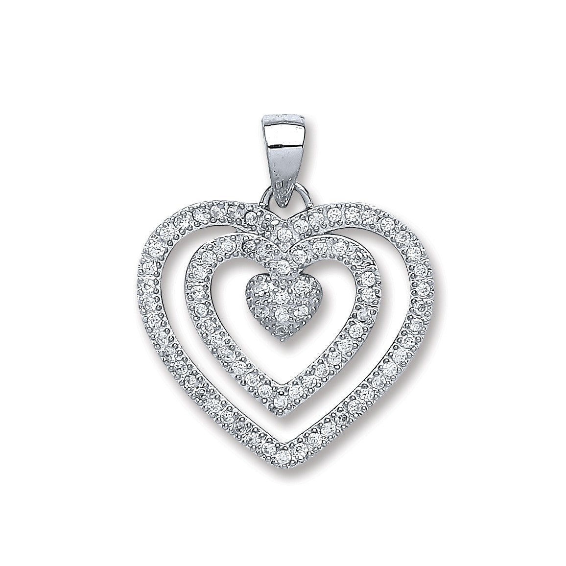 925 Sterling Silver Fancy Heart Cz Pendant - FJewellery