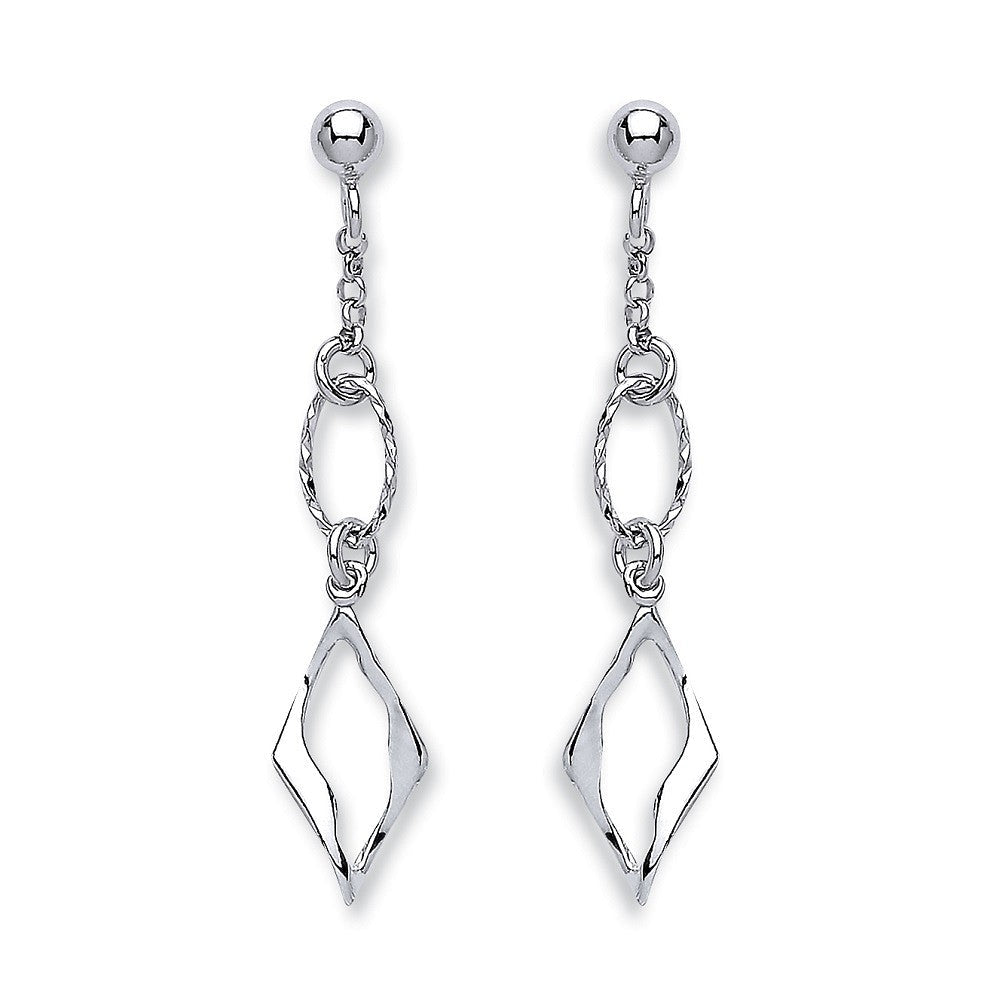 925 Sterling Silver Fancy Link Drop Earrings - FJewellery