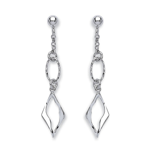 925 Sterling Silver Fancy Link Drop Earrings - FJewellery