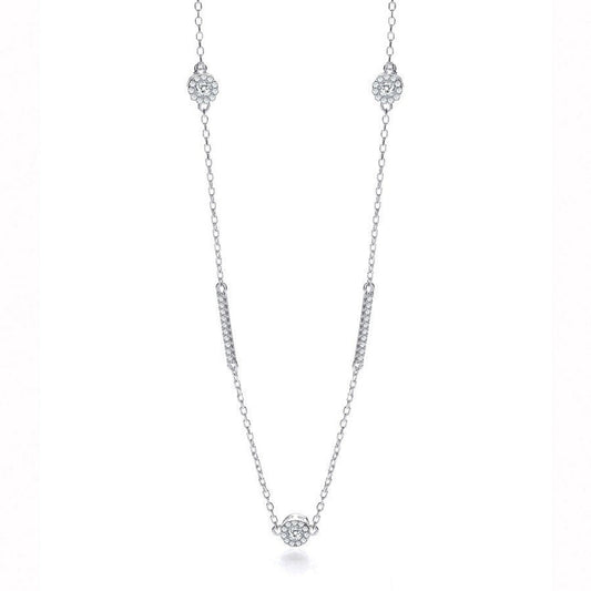 925 Sterling Silver Fancy Necklace Set With Cubic Zirconia 36" - FJewellery