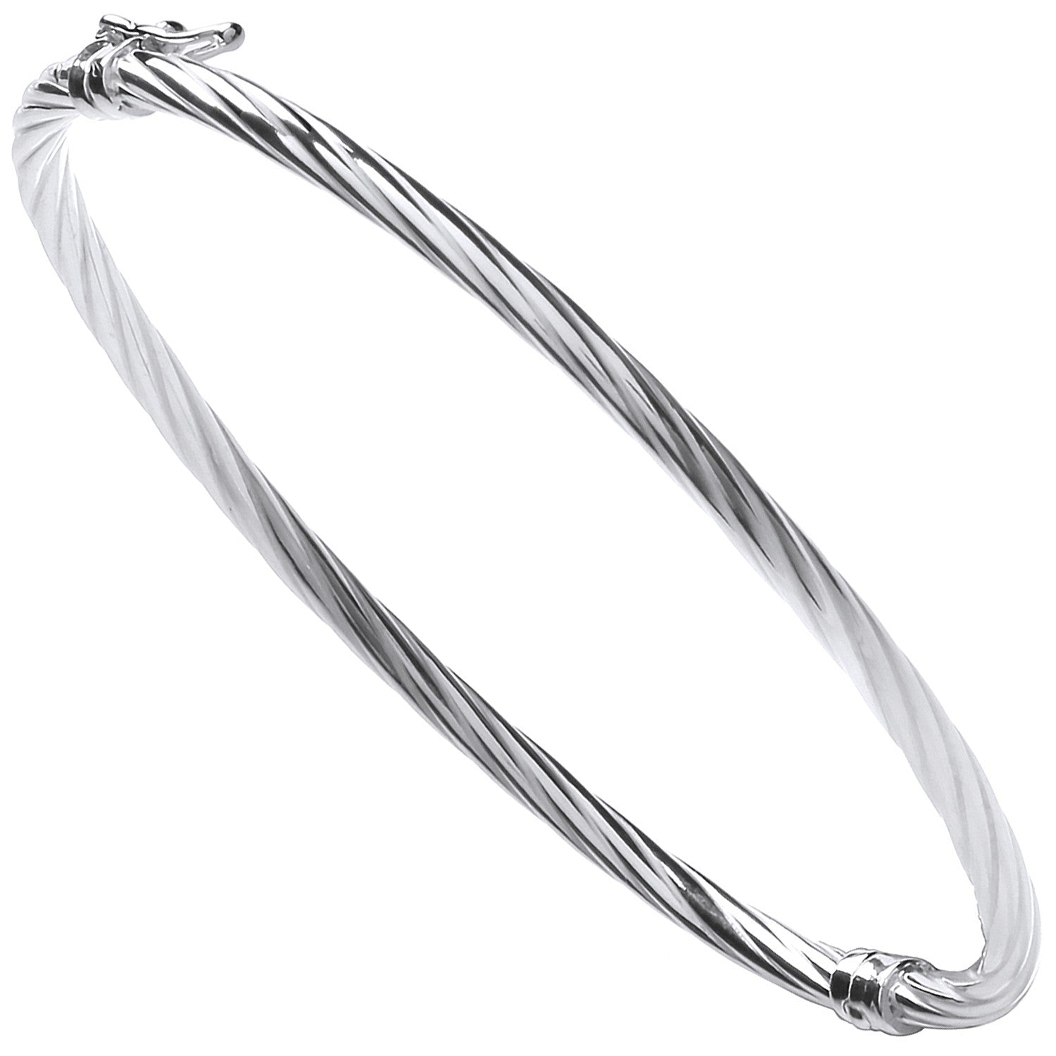 925 Sterling Silver Fancy Twisted Hollow Bangle - FJewellery