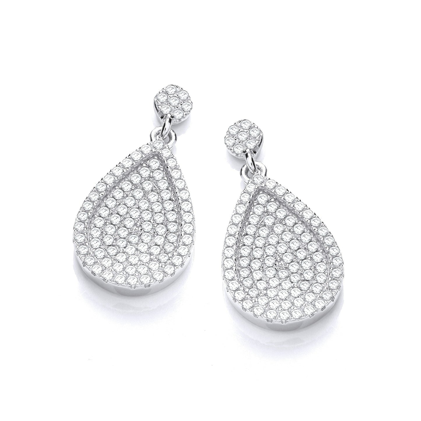 925 Sterling Silver Filled Drop Earrings Set With CZs - FJewellery