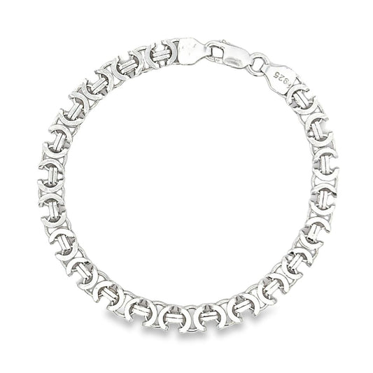 925 Sterling Silver Flat Byzantine Style Bracelet 02019198 - FJewellery