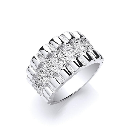 925 Sterling Silver Gents Cz Ring - FJewellery