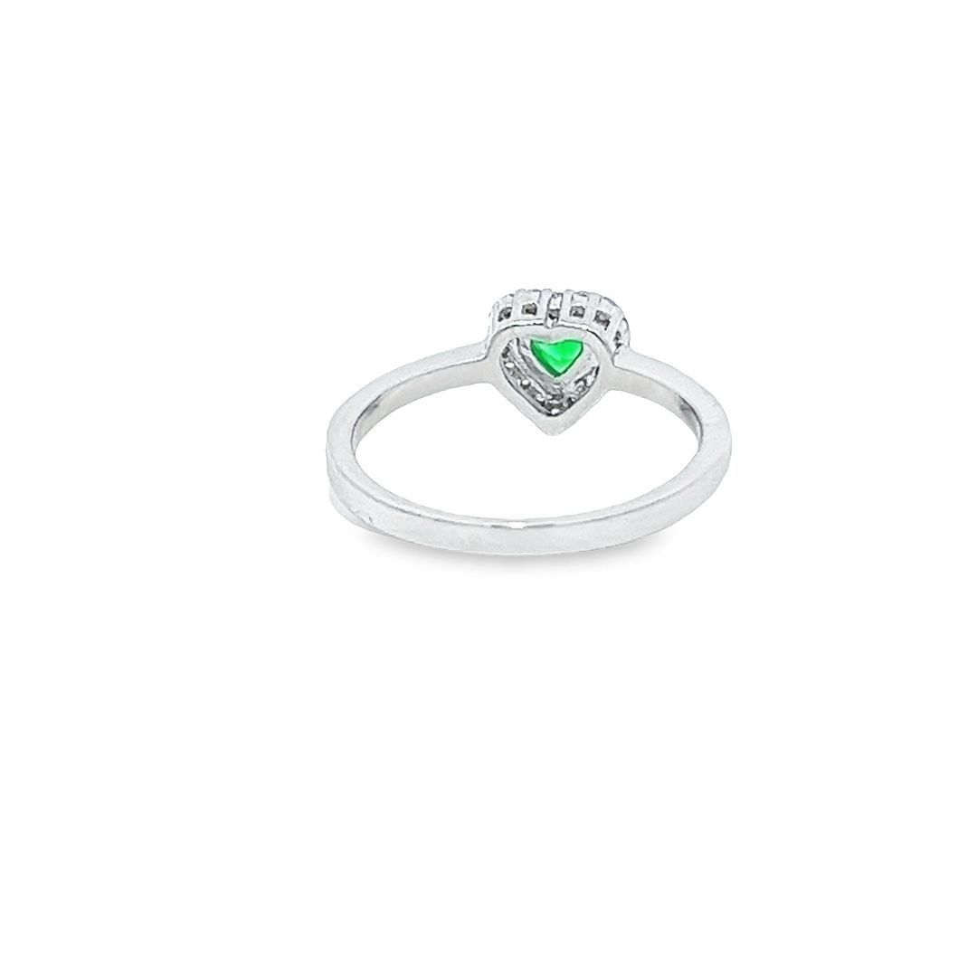 925 Sterling silver Green CZ Heart Ring DSHSR0433 - FJewellery