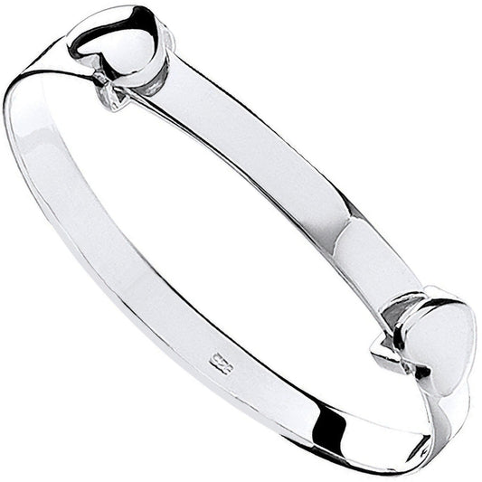 925 Sterling Silver Heart baby Expandable Bangle - FJewellery