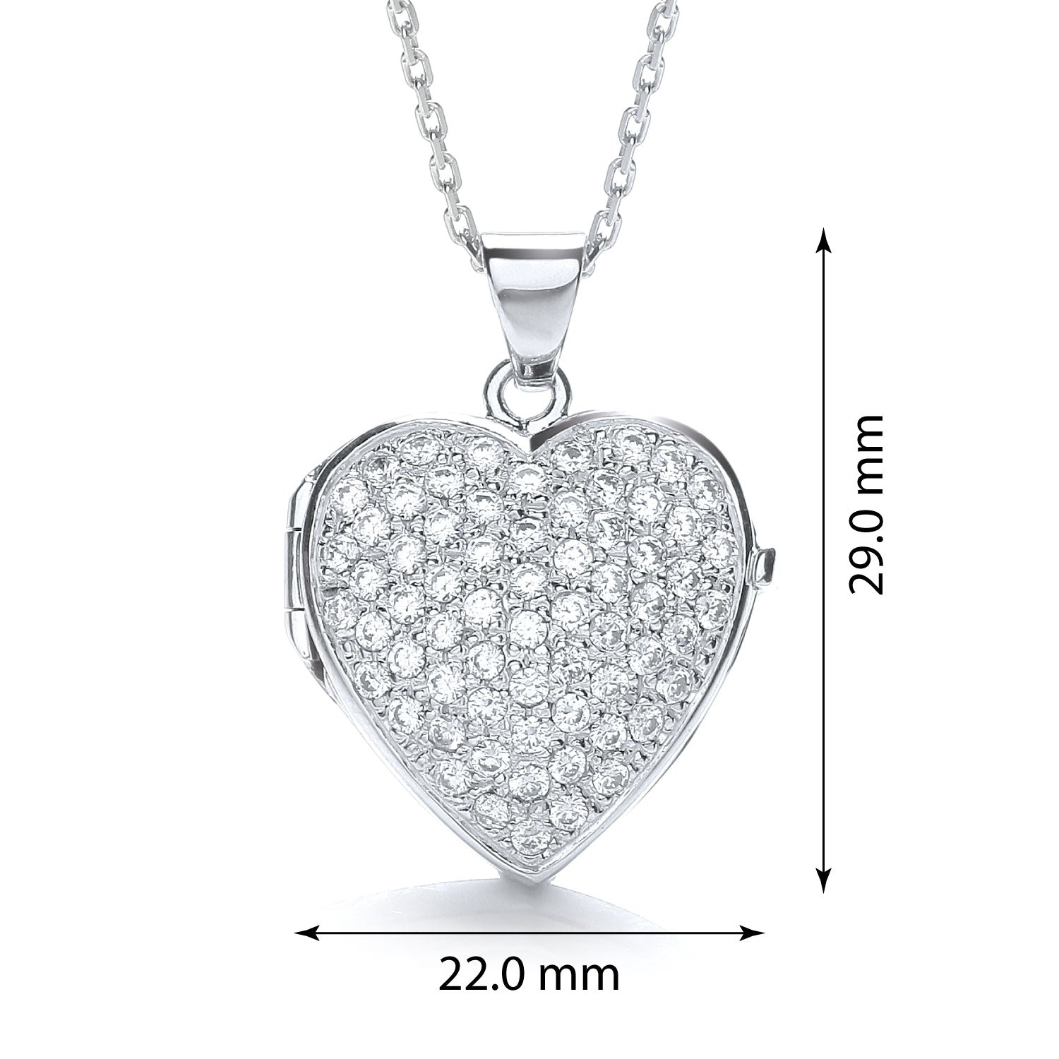 925 Sterling Silver Heart Locket Set With Cubic Zirconia - FJewellery