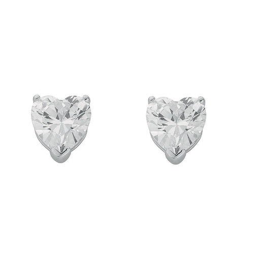 925 Sterling Silver Heart Shaped Cut Cz Stud Earrings - FJewellery