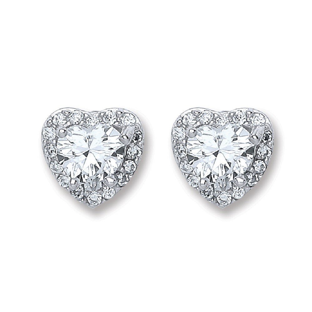 925 Sterling Silver Heart Stud Earrings - FJewellery