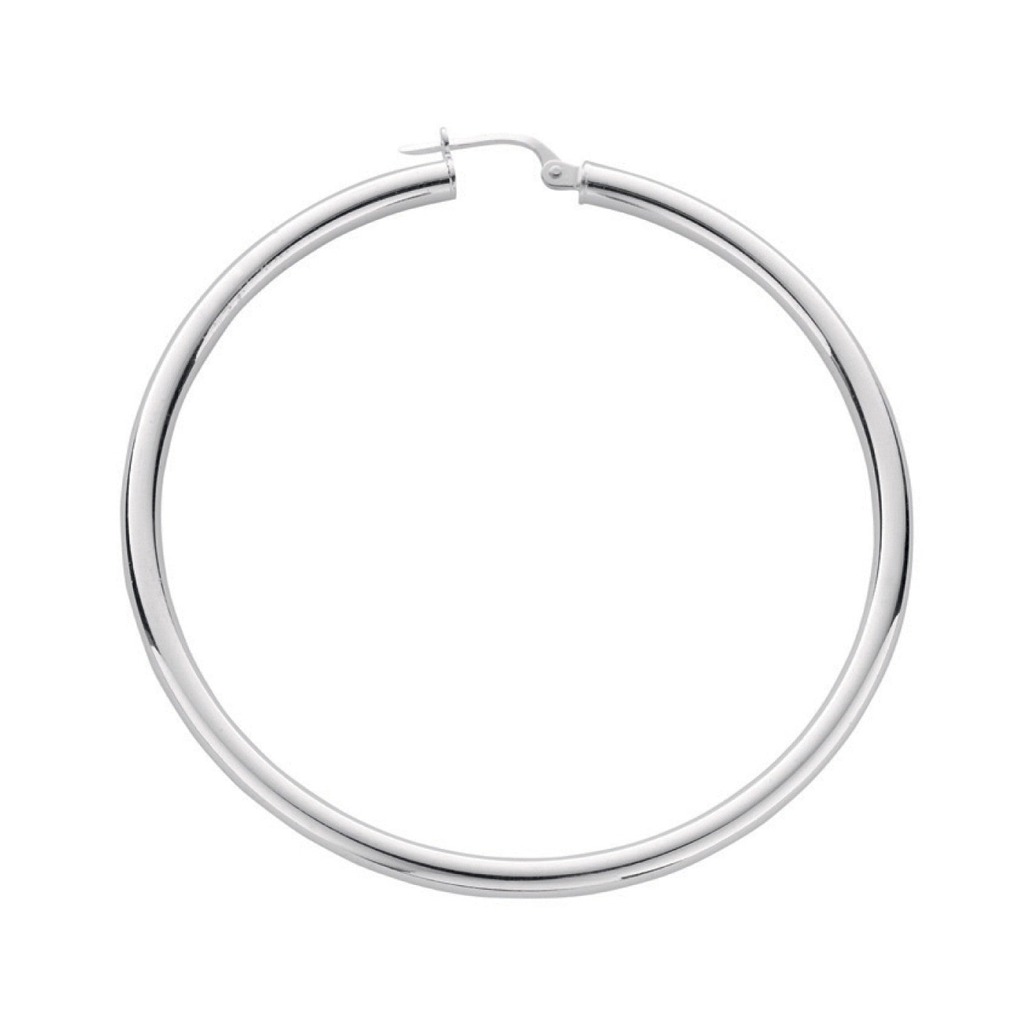 925 Sterling Silver Hoop Plain Earrings - FJewellery
