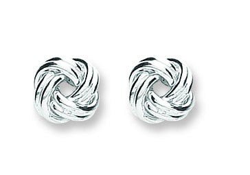 925 Sterling Silver Knot Stud Earrings 8.3mm - FJewellery