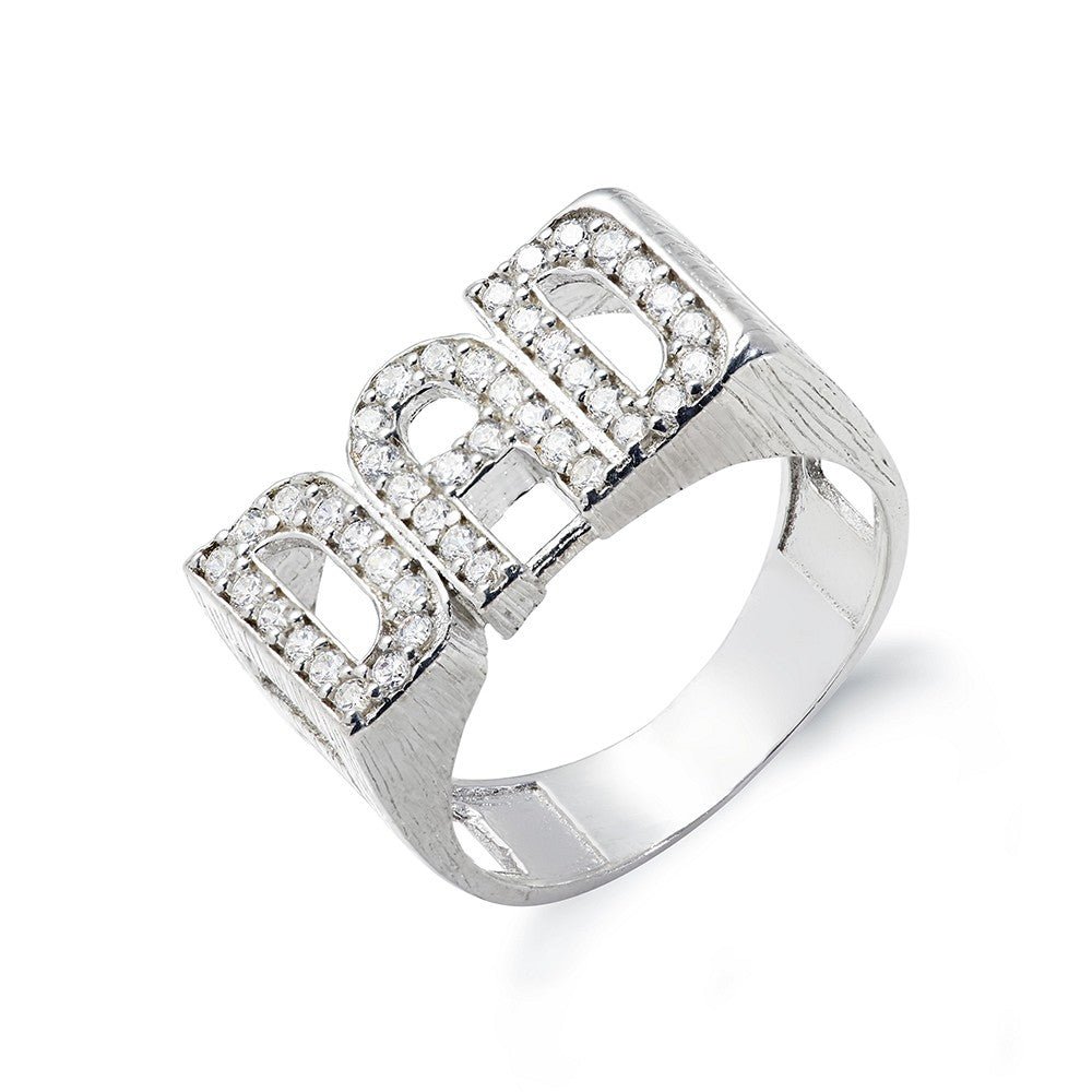 925 Sterling Silver Large CZ Set Dad Ring - FJewellery