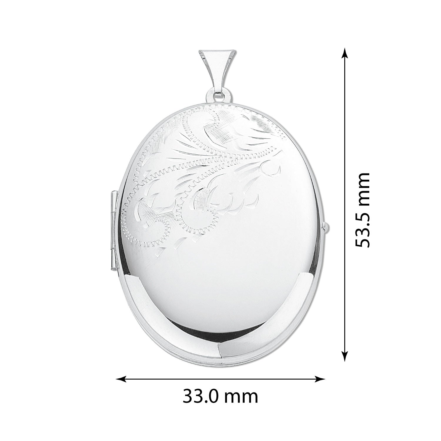 925 Sterling Silver Large Engraved Oval Locket - FJewellery