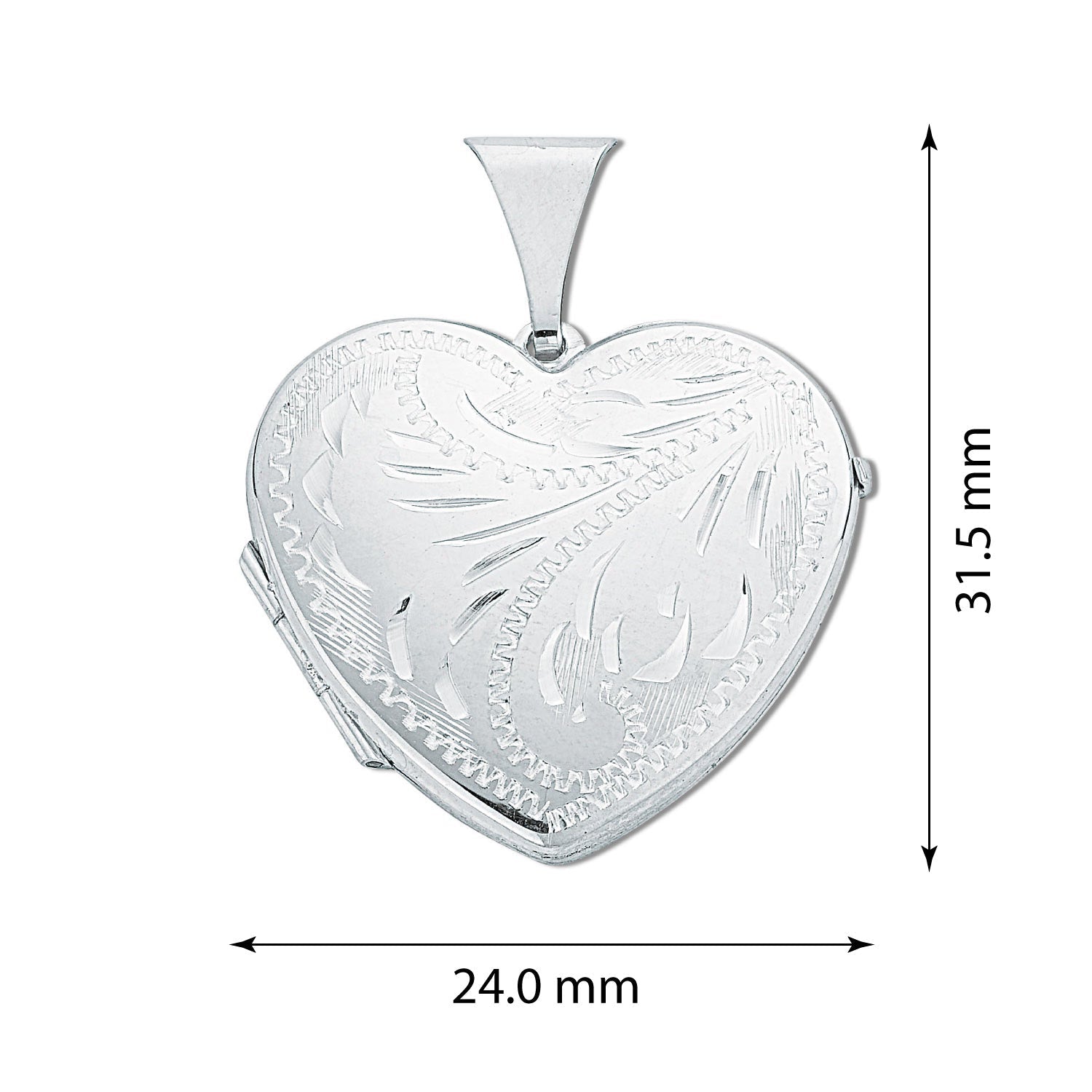 925 Sterling Silver Large Whole Engraved Heart Shaped Locket - FJewellery