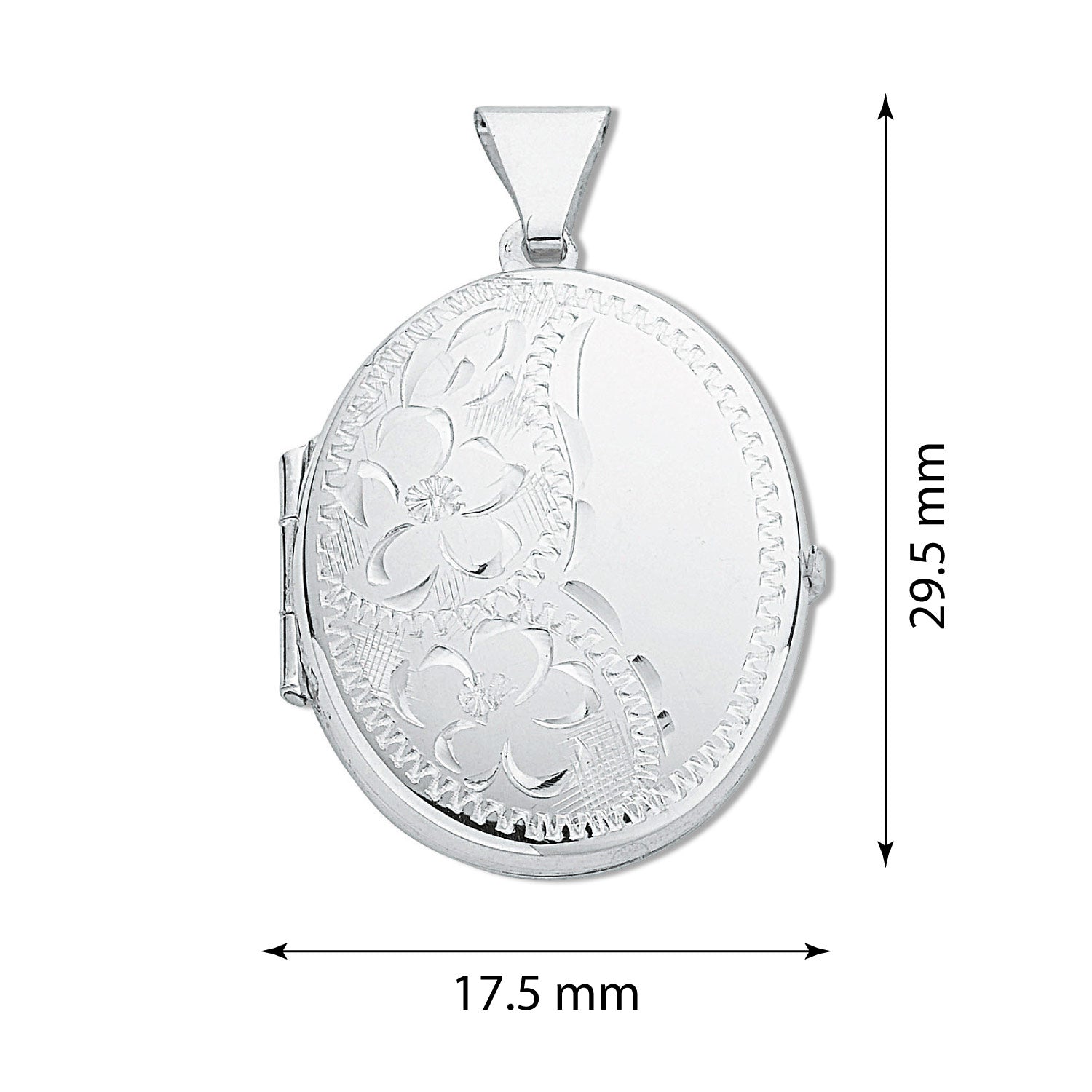 925 Sterling Silver Medium Engraved Shape Locket - FJewellery