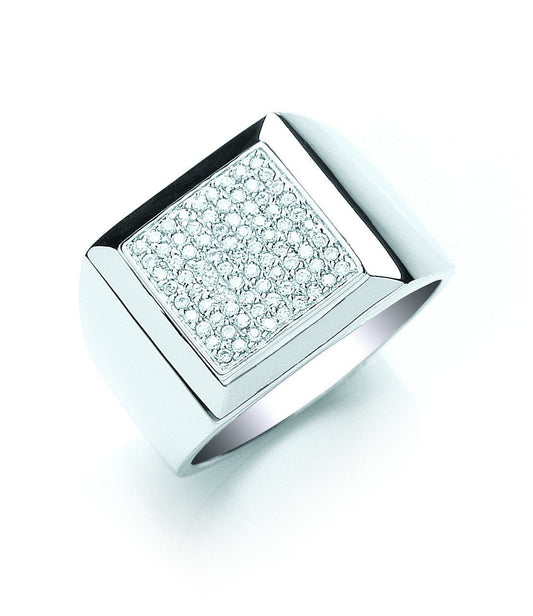 925 Sterling Silver Mens Cz Pinky Ring - FJewellery
