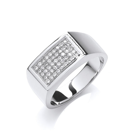 925 Sterling Silver Micro-Pave Cz Mens Pinky Ring - FJewellery