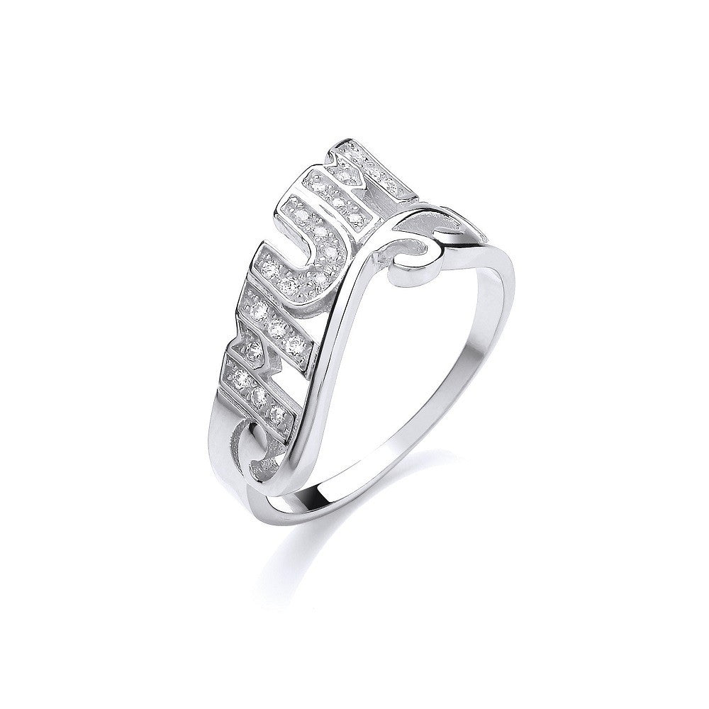 925 Sterling Silver Mum Cz Ring - FJewellery