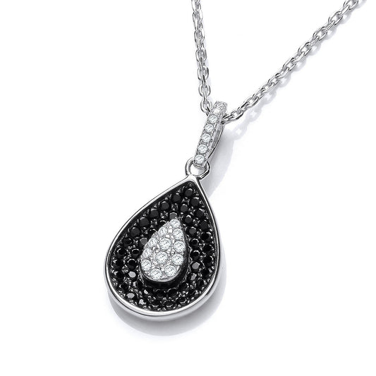 925 Sterling Silver Necklace Set With Black and White CZs - FJewellery