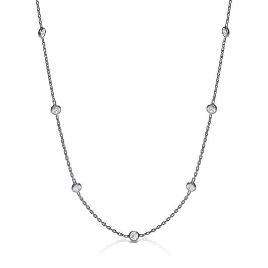 925 Sterling Silver Necklace Set With Cubic Zirconia 18" - FJewellery