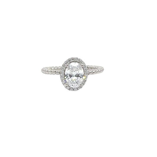925 Sterling silver Oval Cz Solitaire Ring DSHSR0417 - FJewellery
