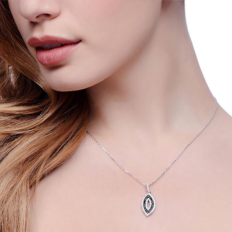 925 Sterling Silver Oval Necklace Set With CZs - FJewellery