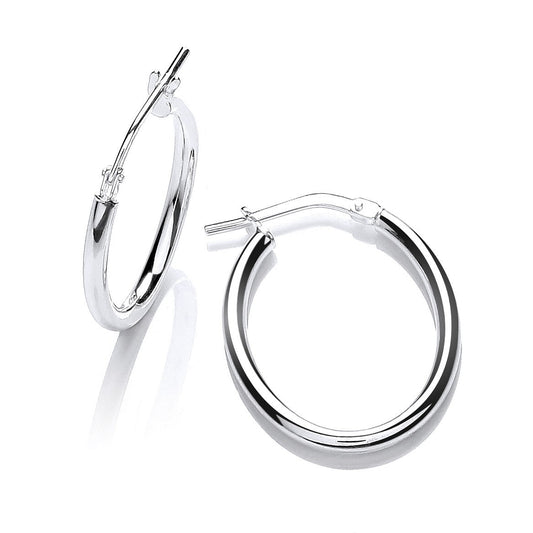 925 Sterling Silver Oval Tube Hoop Earrings - FJewellery