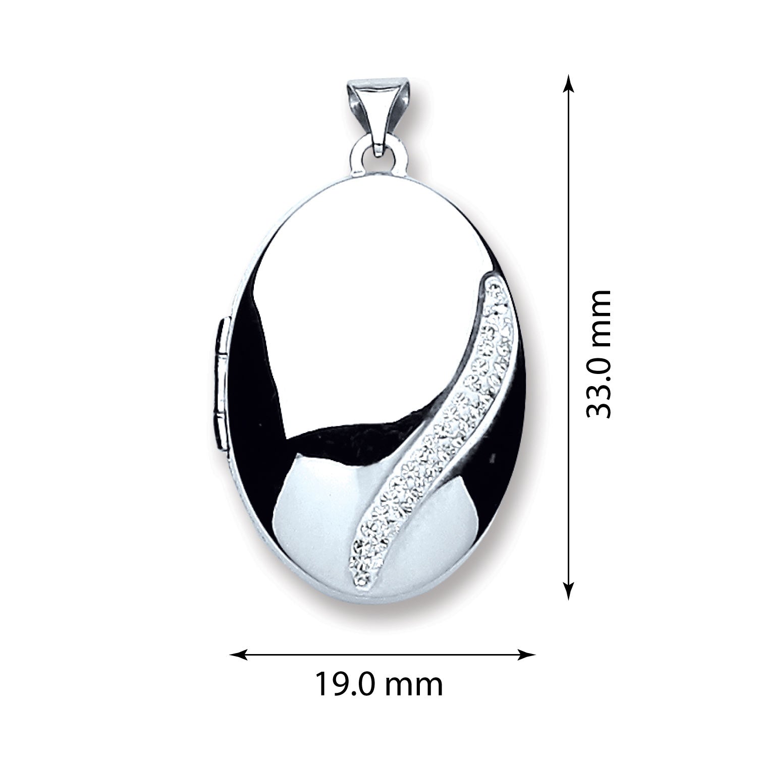 925 Sterling Silver Oval with Crystals Locket - FJewellery