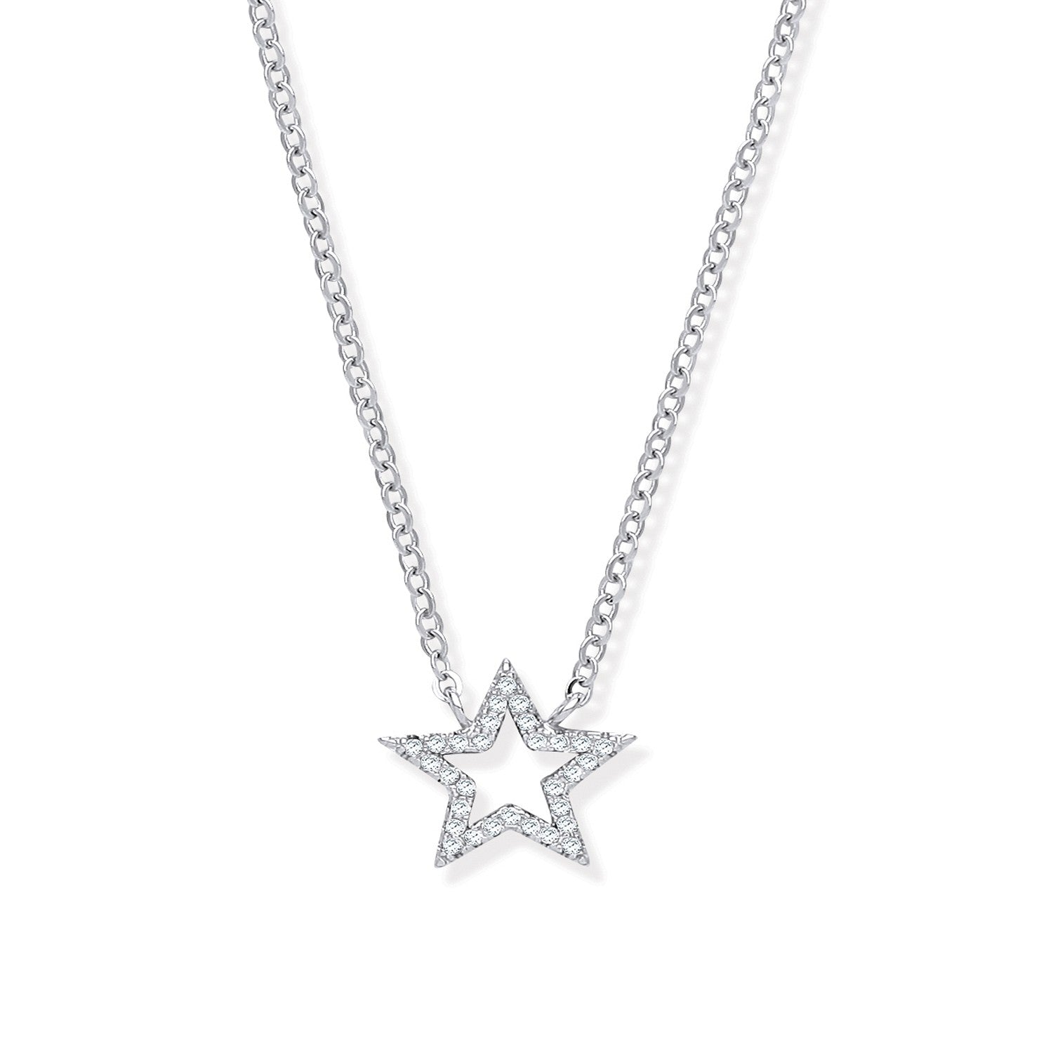 925 Sterling Silver Pave Cz Star Necklace/Bracelet - FJewellery